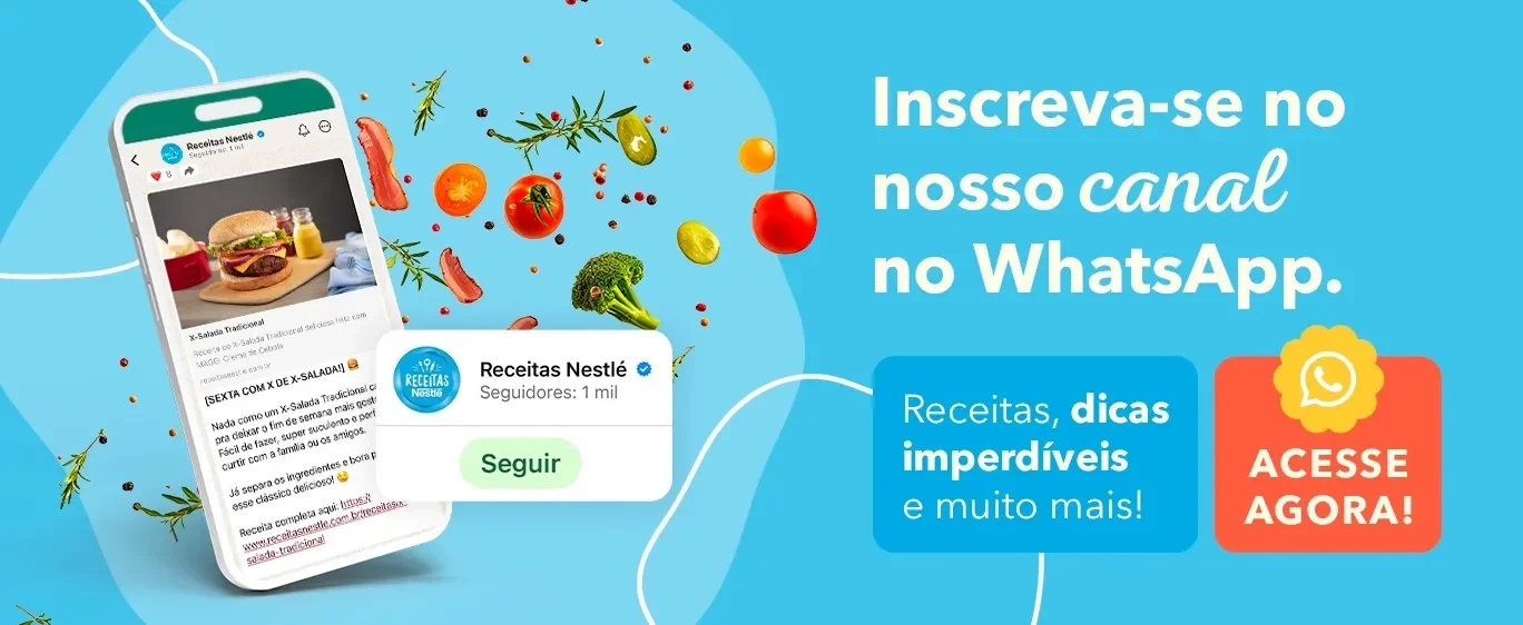 Banner azul vibrante com celular exibindo o canal do WhatsApp, e botão laranja chamando para se inscrever.
